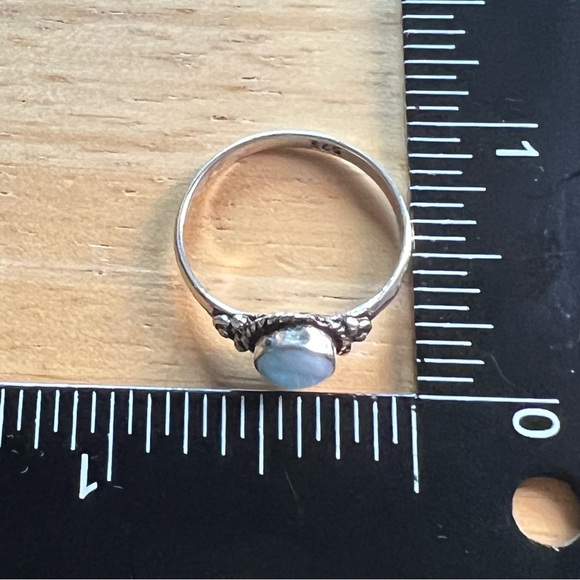 New Blue Larimar Stone Crystal Boho Silver Overlay Ring Size 8.75 - Picture 7 of 8